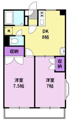 サンシャインコート東合川(2DK/1階)の間取り写真