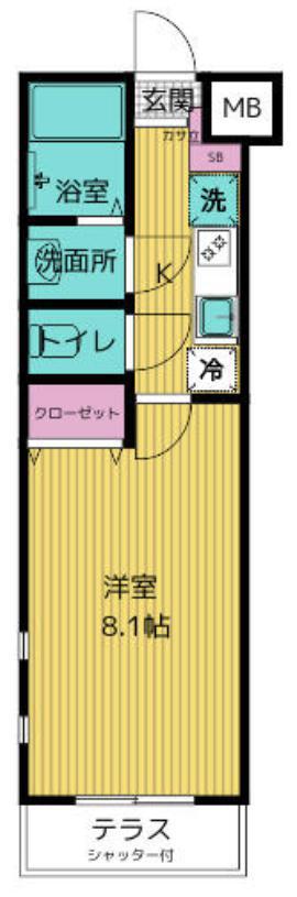 リンクフィールド井の頭(1K/1階)の間取り写真