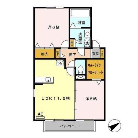 フローラ(2LDK/2階)の間取り写真
