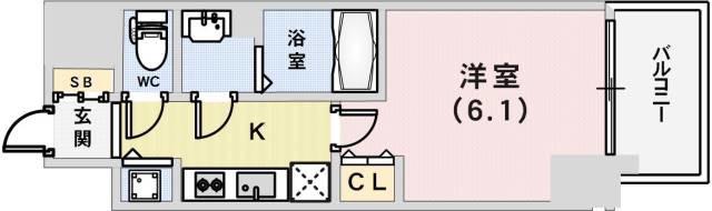 プレサンスジェネ新神戸ステーションフロント(1K/4階)の間取り写真