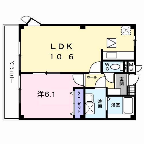 エスト グリシーナ(1LDK/1階)の間取り写真