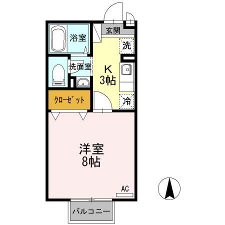 コーポラス羽屋A(1K/1階)の間取り写真
