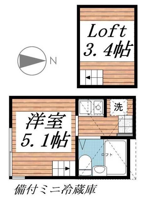 ピュアハウス藤棚三番館(ワンルーム/2階)の間取り写真