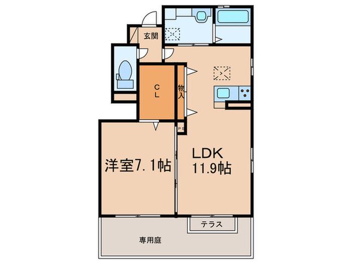 アトリオコートあかし(1LDK/1階)の間取り写真