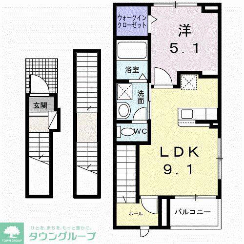 メゾン サブーリュ(1LDK/3階)の間取り写真