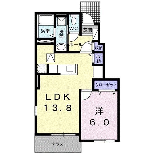 プラシードS(1LDK/1階)の間取り写真