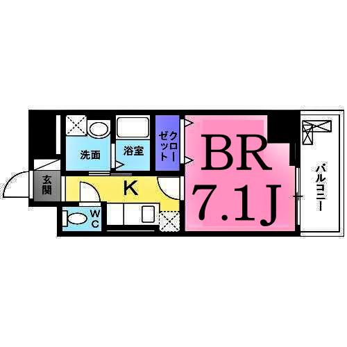 アステールI(1K/4階)の間取り写真
