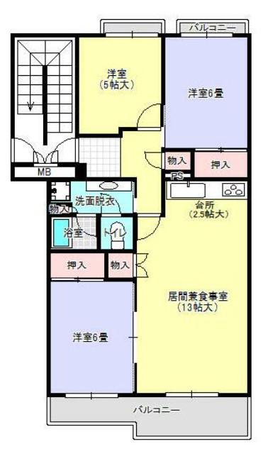 東鷲宮ニュータウン駅前通7-5(3LDK/3階)の間取り写真