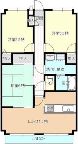 Jランドシティ(3LDK/2階)の間取り写真