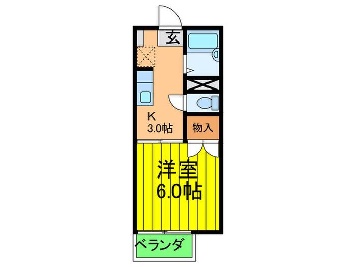 バードヒルズ(1K/2階)の間取り写真