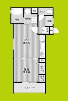 フォレストクリエオーレ諸口(1LDK/2階)の間取り写真