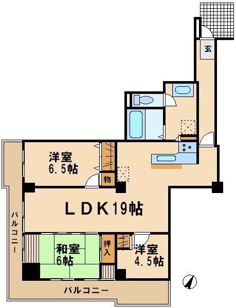 プロムナード仲町台(3LDK/9階)の間取り写真