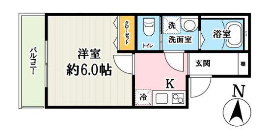 ベルデタンテ大宮公園(1K/2階)の間取り写真
