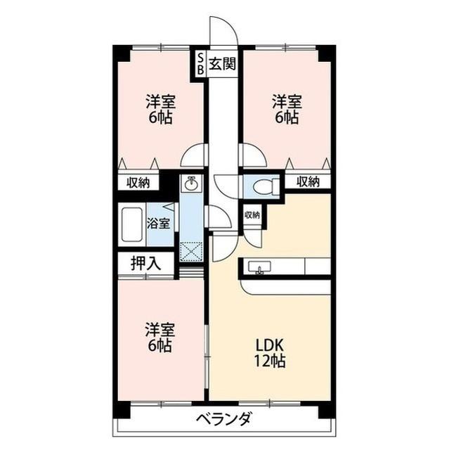 グリーンプラザ(3LDK/4階)の間取り写真