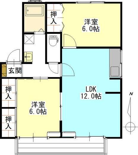 セントポーリア A棟(2LDK/2階)の間取り写真