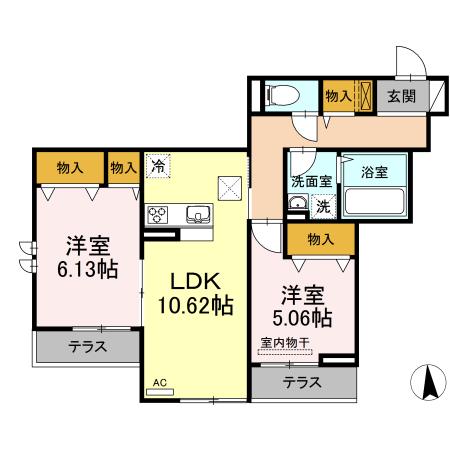 アマポーラアネックス(2LDK/1階)の間取り写真