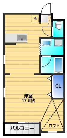 コーポT&M(ワンルーム/2階)の間取り写真