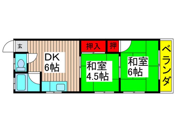 コーポミヤノ(2DK/2階)の間取り写真