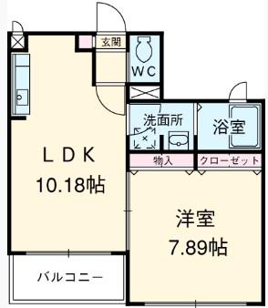 ラフィーネ博多駅前(1LDK/7階)の間取り写真