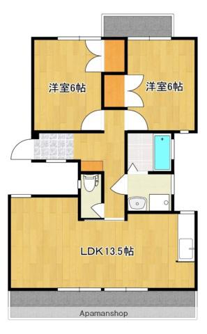 天神ハイツ(2LDK/3階)の間取り写真