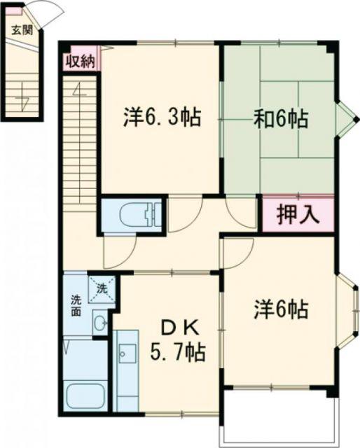 ハイステージFUJI(3DK/2階)の間取り写真