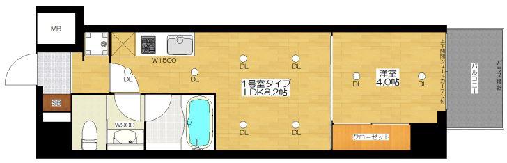 ブエナビスタ桜ノ宮イースト(1LDK/7階)の間取り写真