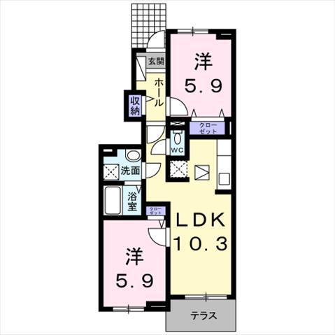 メゾンド・橋II(2LDK/1階)の間取り写真