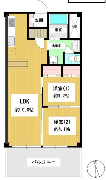 秀和湯島レジデンス(2LDK/8階)の間取り写真