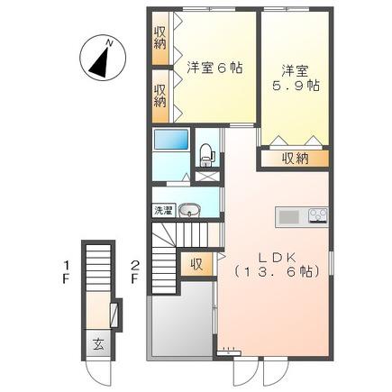 グラナート(2LDK/2階)の間取り写真