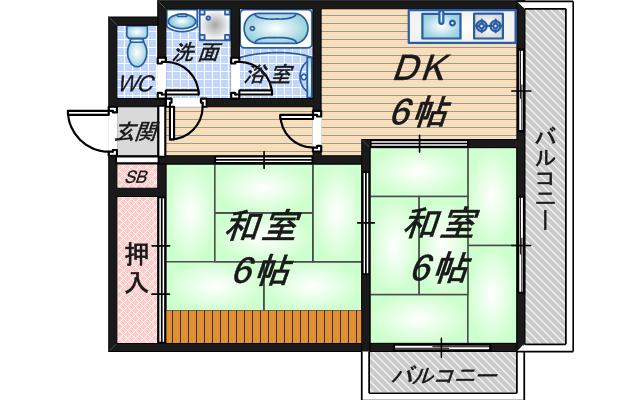 サンロード3(2DK/3階)の間取り写真