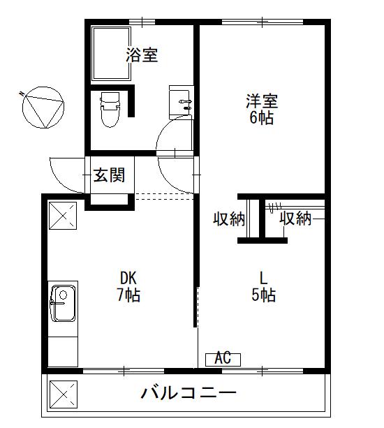 COURT NATURE(1LDK/2階)の間取り写真