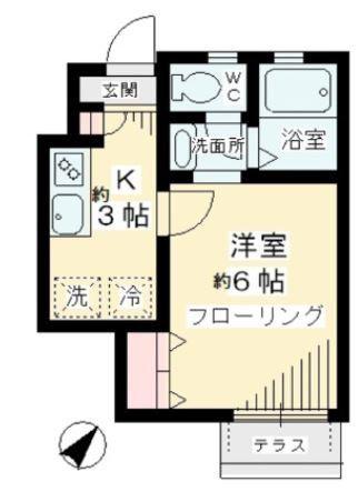 グリシーヌ経堂(1K/1階)の間取り写真
