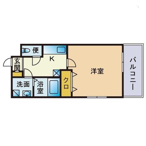 エンクレスト博多駅前Ⅲ(1K/2階)の間取り写真