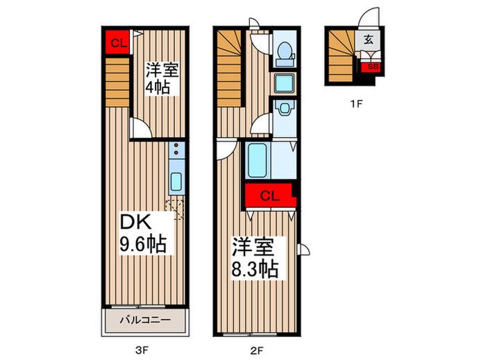 ミハス中浦和(2DK/1階)の間取り写真