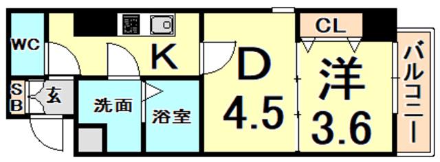 THE RESIDENCE N(1DK/5階)の間取り写真