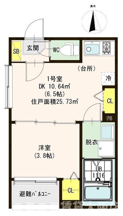 ハーモニーテラス大今里南II(1DK/1階)の間取り写真
