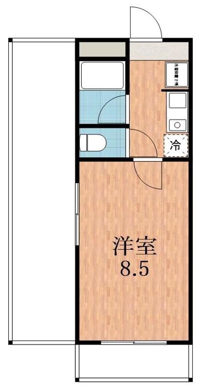 マンション紀乃国(1K/4階)の間取り写真