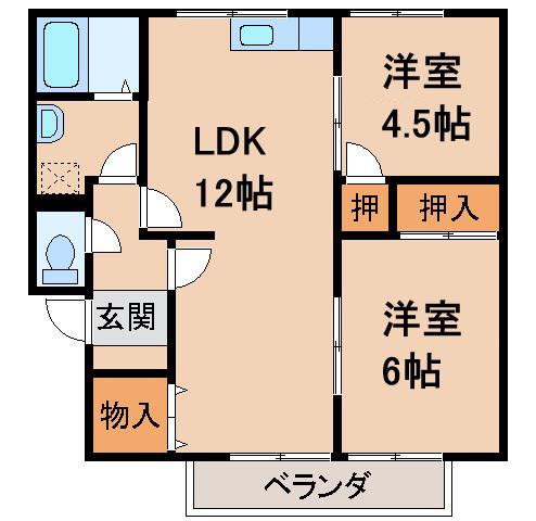 セジュールアキバ(2LDK/2階)の間取り写真