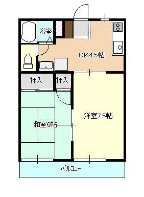 ヴィラコート西岡 I(2DK/2階)の間取り写真