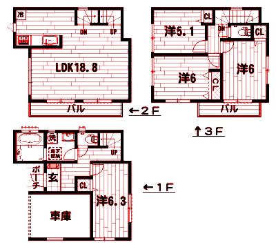 KB綱島HOUSE(4LDK/1階)の間取り写真