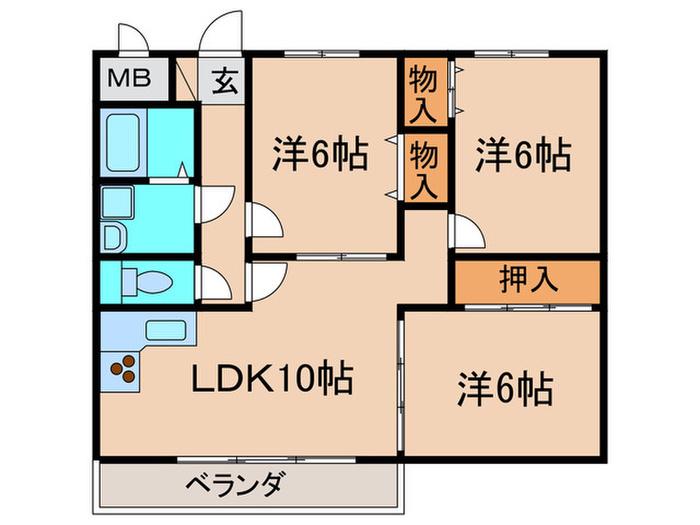 ラントリッヒハウス(3LDK/2階)の間取り写真