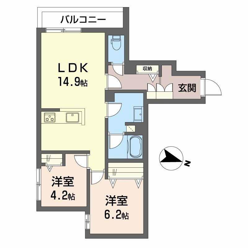 シャーメゾン 松永(2LDK/3階)の間取り写真