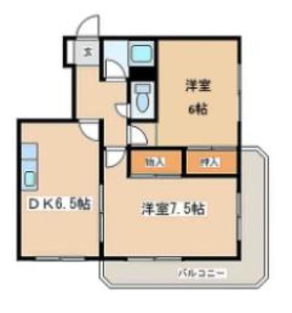 クロノス弥栄(2DK/2階)の間取り写真