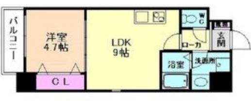 GRAN南堀江(1LDK/8階)の間取り写真