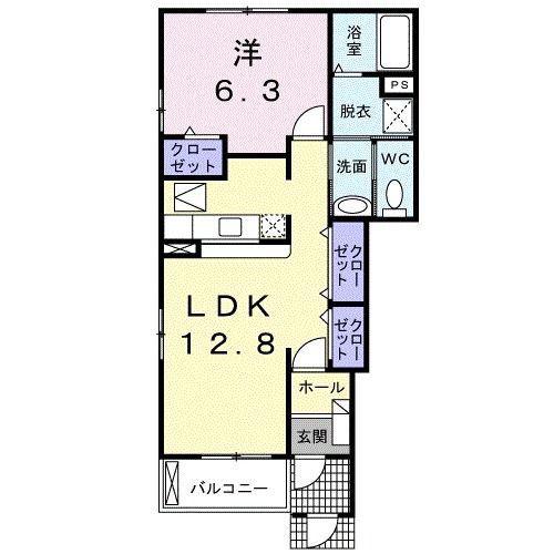 フォーリストパーク(1LDK/1階)の間取り写真