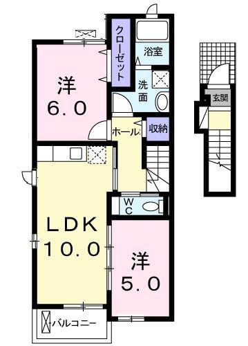 パストラーレ(2LDK/2階)の間取り写真