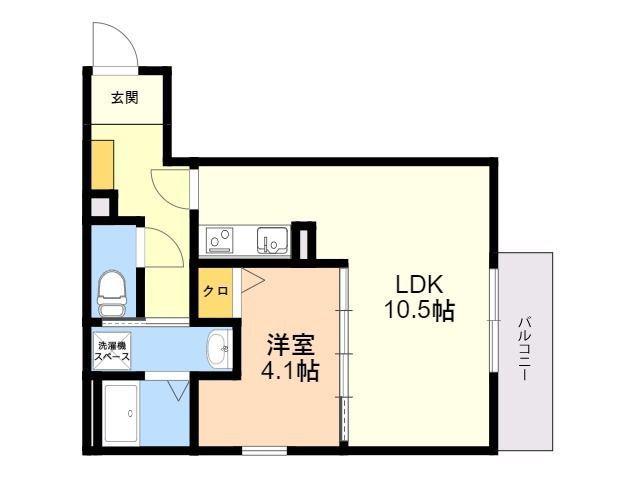 リタリッチ寺塚(1LDK/3階)の間取り写真