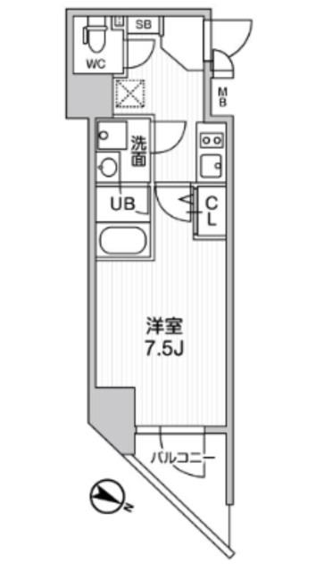 ALTERNA北品川(1K/5階)の間取り写真