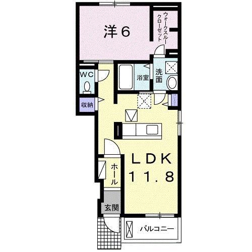 ヴィラ・コリーヌB(1LDK/1階)の間取り写真