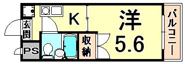 Kビル(1K/3階)の間取り写真